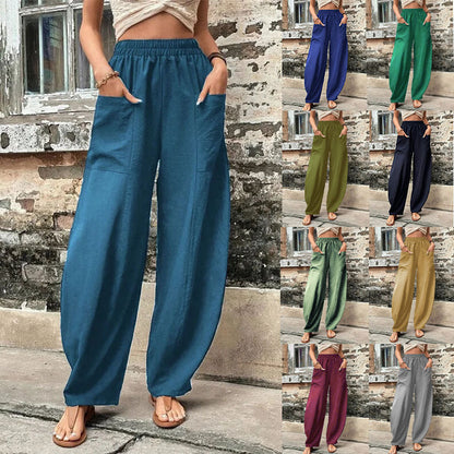 Leanne – Women's High Waisted Casual Harem Pants with Pockets