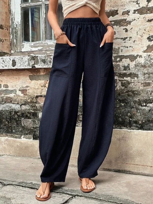 Leanne – Women's High Waisted Casual Harem Pants with Pockets