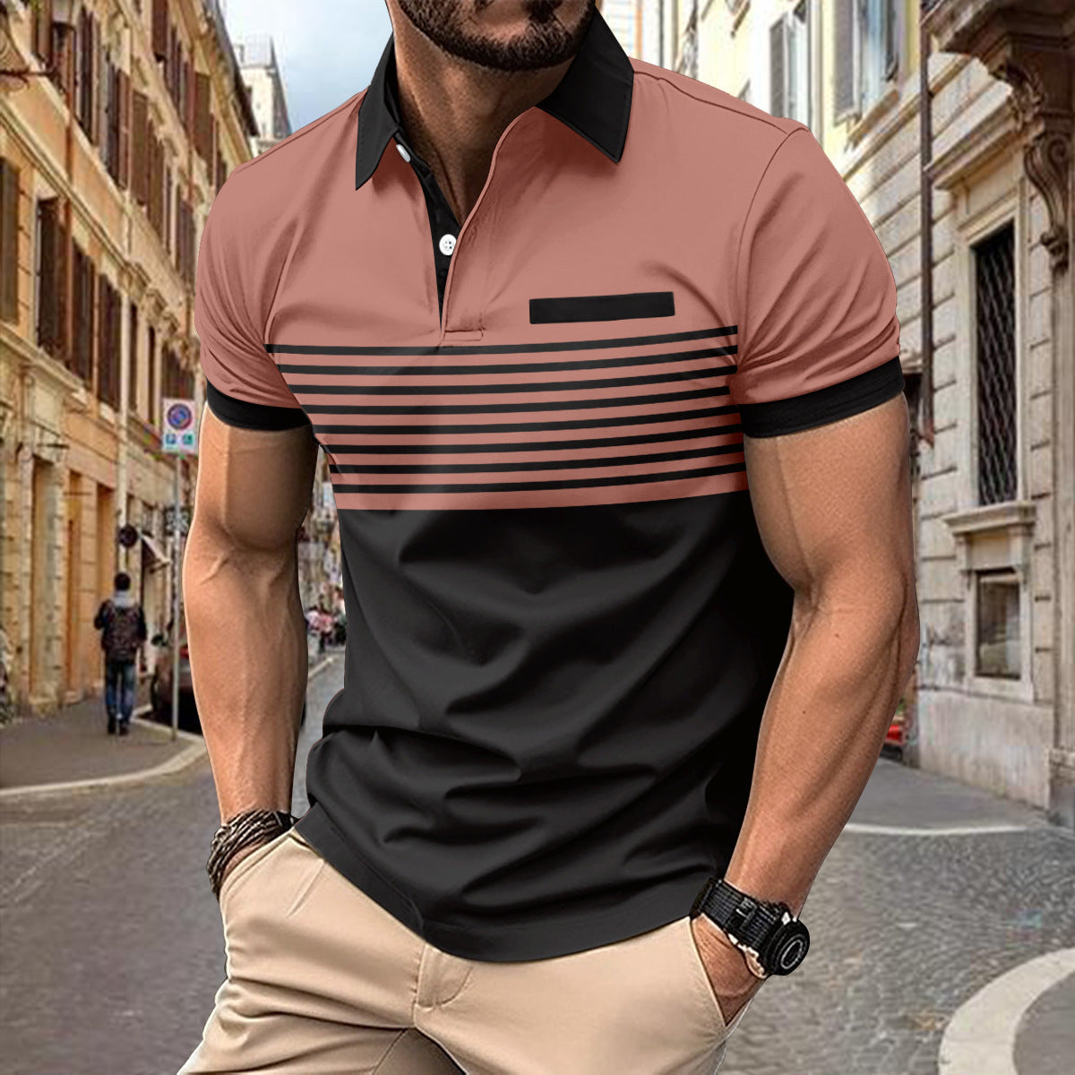 Albert – Men's Casual Striped Shirt with Chest Pocket