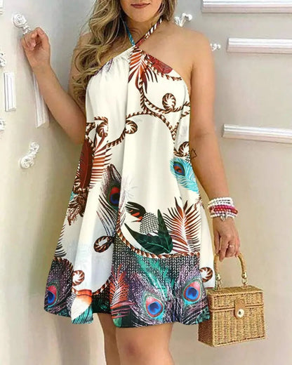 Lauren – Sleeveless Off-Shoulder Dress with Printed Pattern