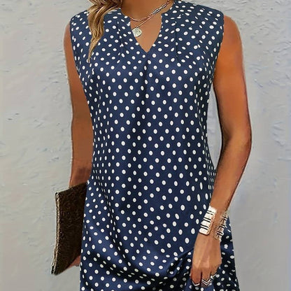 Elizabeth – Polka Dot Printed V-neck Vest Dress