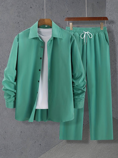 Theron – Long-Sleeved Shirt and Drawstring Trousers Set