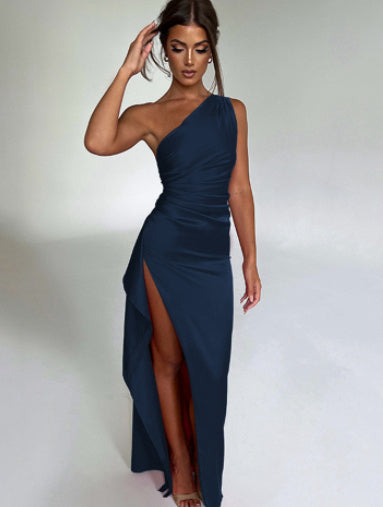 Diana – Elegant One-Shoulder Satin Dress