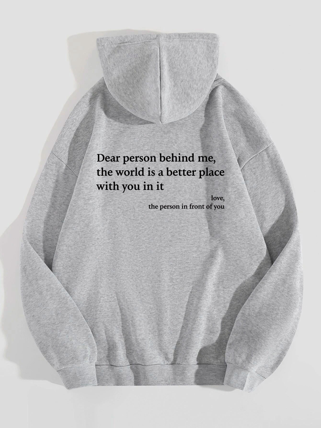 Kathryn – Women's Brushed Hoodie with Plain Letter Print and Kangaroo Pocket