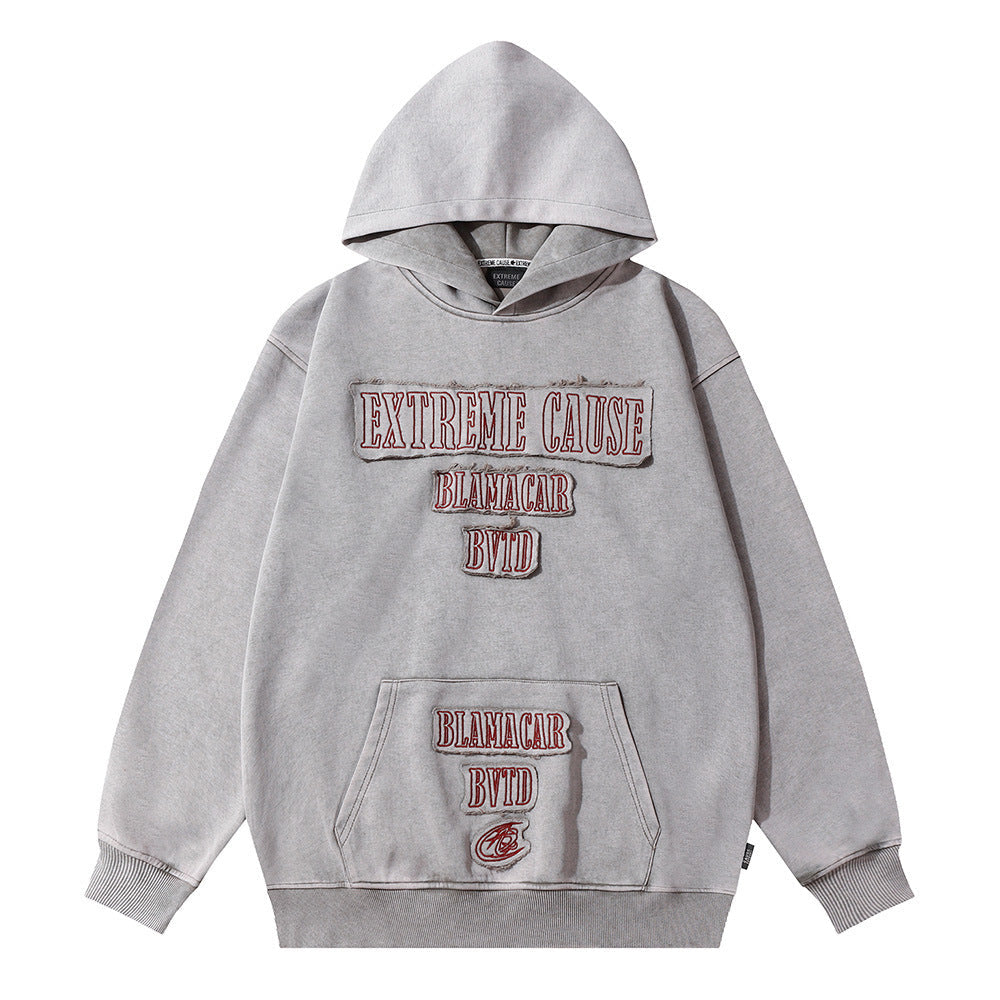 Aaron – Letter Patch Embroidered Hoodie