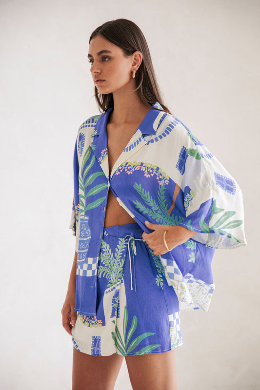 Nathalie Summer Set - Tropical Printed Two-Piece Outfit with Relaxed Fit