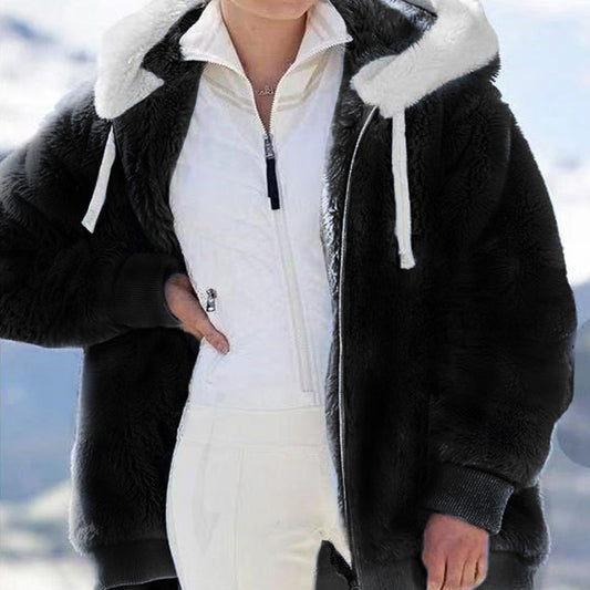 Sophia – Women's Winter Jacket – Oversized Plush Fleece Hooded Coat