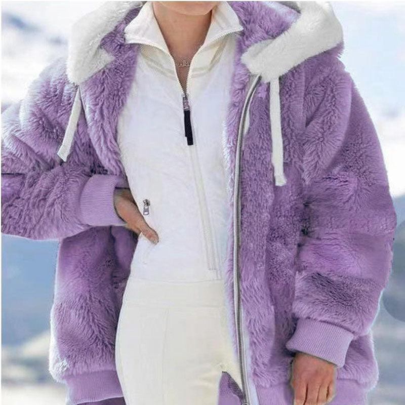 Sophia – Women's Winter Jacket – Oversized Plush Fleece Hooded Coat