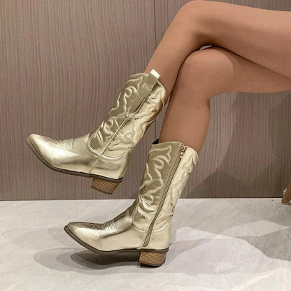 Naomi - Metallic Pointed Toe Ankle Boots