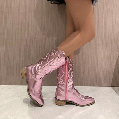 Naomi - Metallic Pointed Toe Ankle Boots