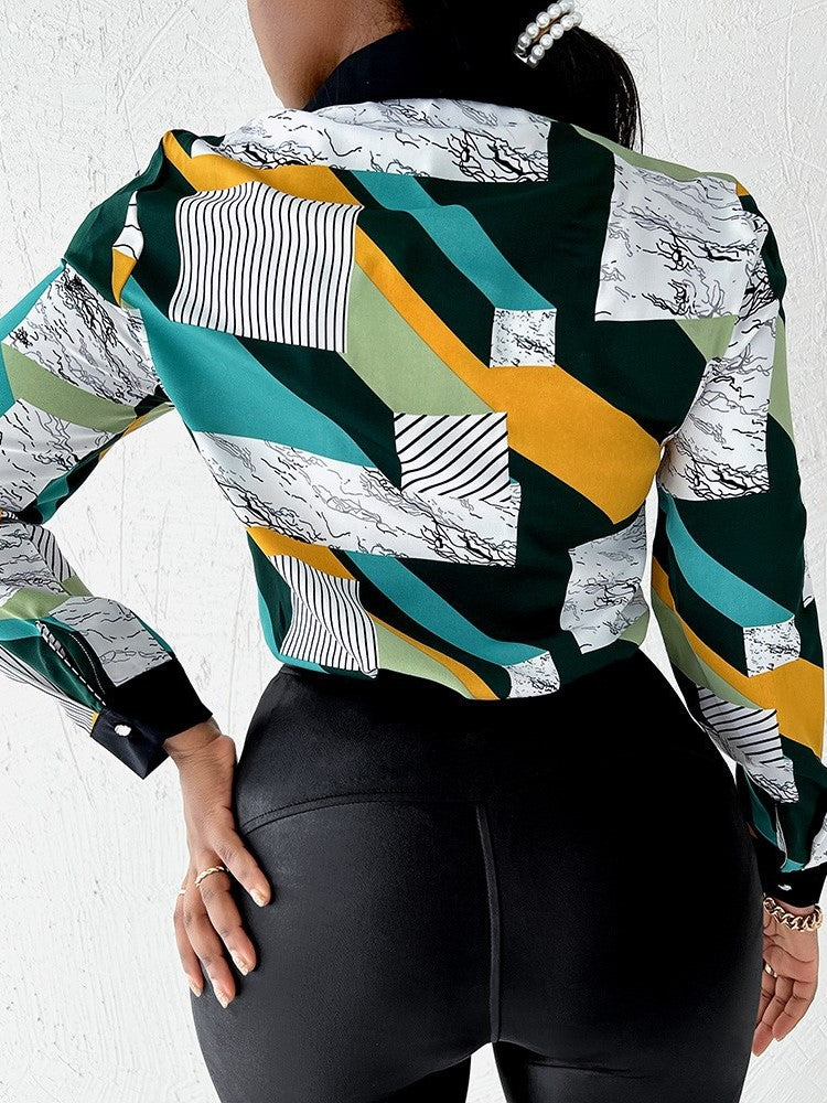 Lila – Women's Spring/Autumn Fashion Print Long Sleeve Shirt