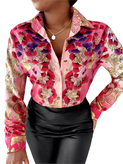 Lila – Women's Spring/Autumn Fashion Print Long Sleeve Shirt