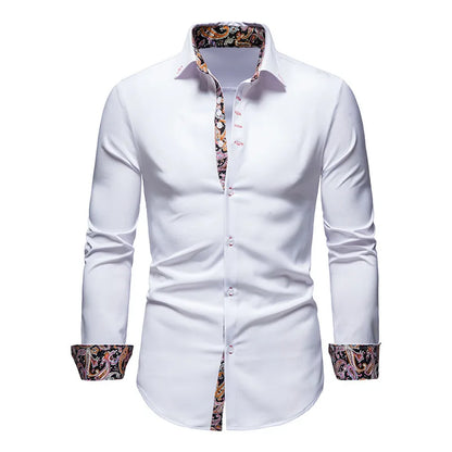 Tristan - Men's Splice Paisley Print Dress Shirt