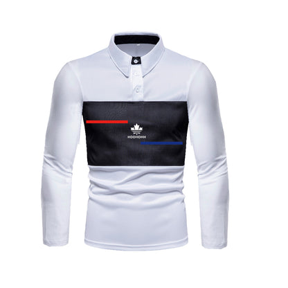 Marcus – Men's Classic Black and White Long Sleeve Polo Shirt