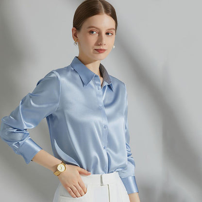 Sophia – Women's Elegant Satin Long Sleeve Office Blouse