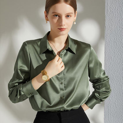 Sophia – Women's Elegant Satin Long Sleeve Office Blouse