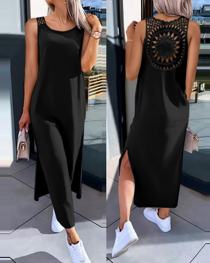 Sophia – Sleeveless Hollow Out Maxi Dress with Split