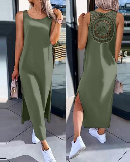 Sophia – Sleeveless Hollow Out Maxi Dress with Split