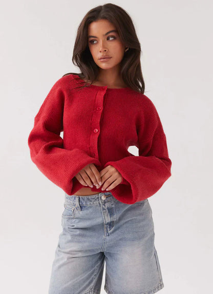 Amber - Essential Red Cardigan