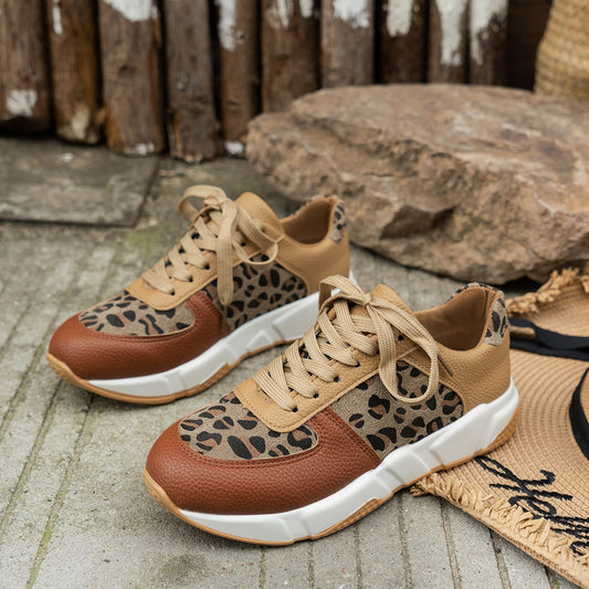 Nina – Women's Leopard Print Platform Sneakers for Casual Sports