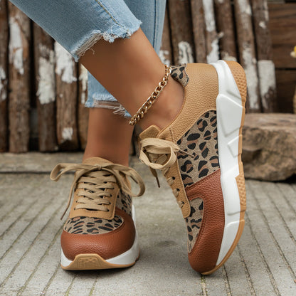 Nina – Women's Leopard Print Platform Sneakers for Casual Sports