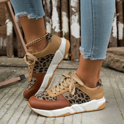 Nina – Women's Leopard Print Platform Sneakers for Casual Sports