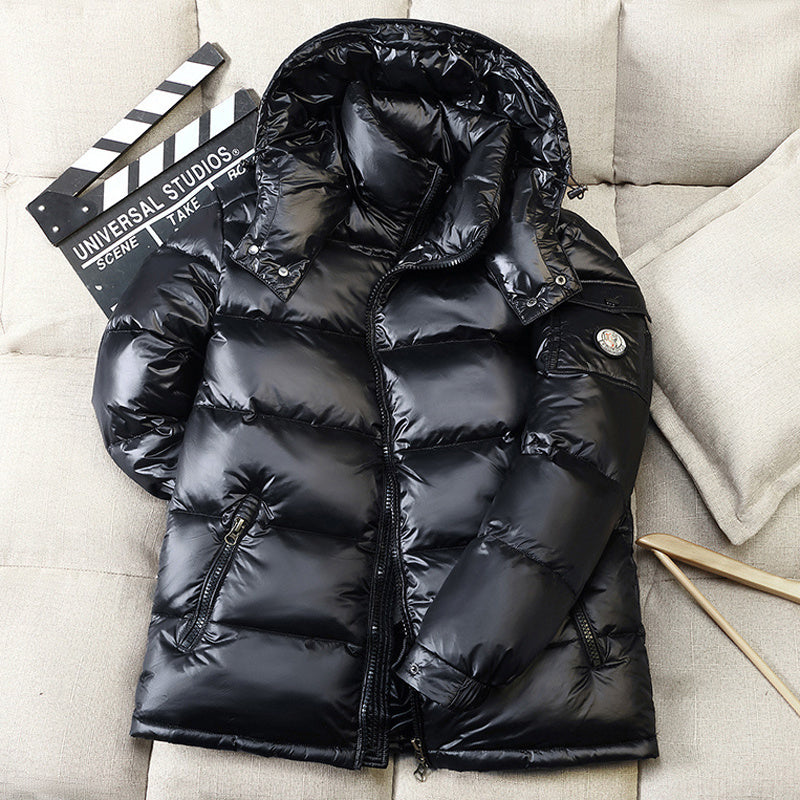 Travis - Men's Glossy Hooded Puffer Jacket