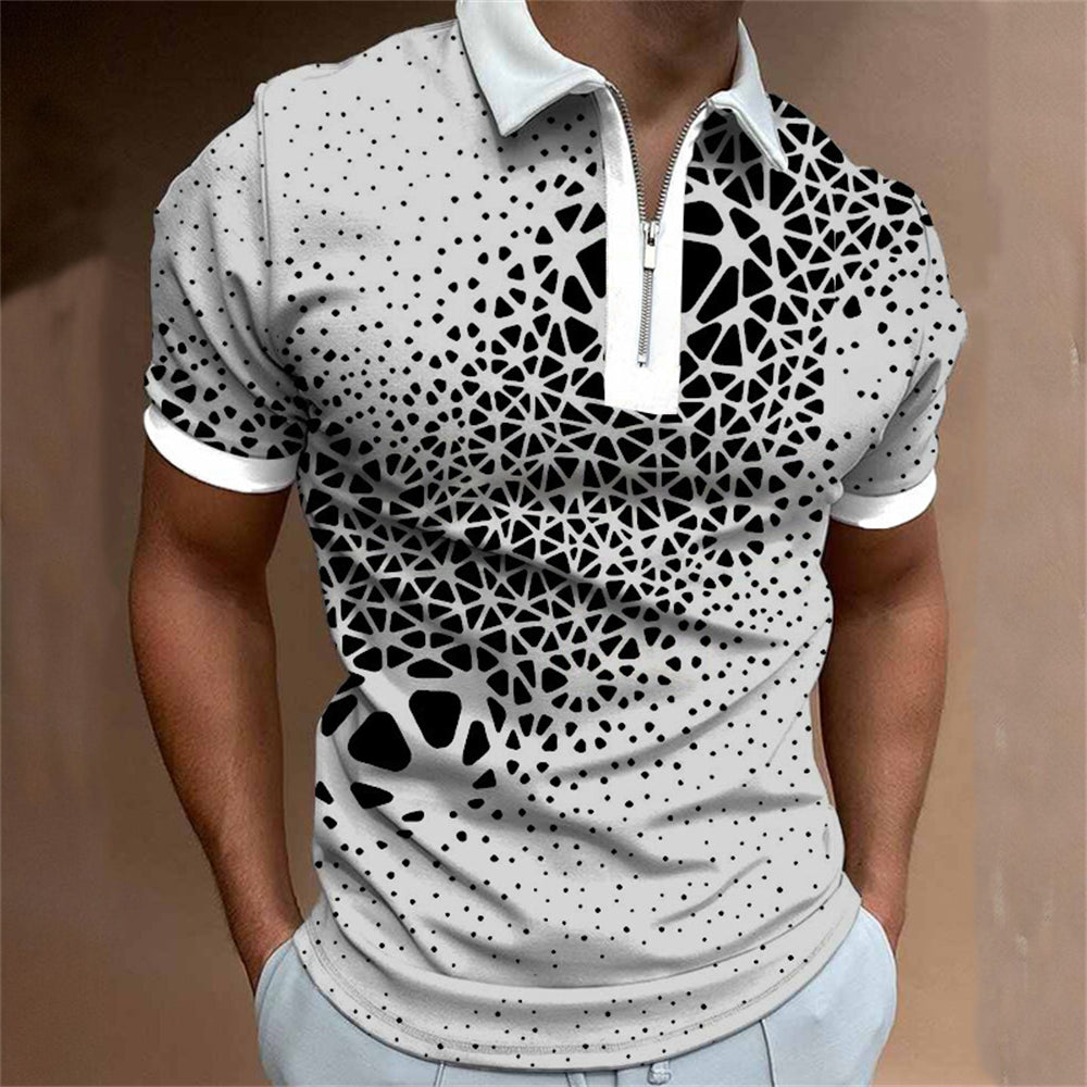 Zachary - Men's Polo Shirt - Geometric 3D Print Summer Casual