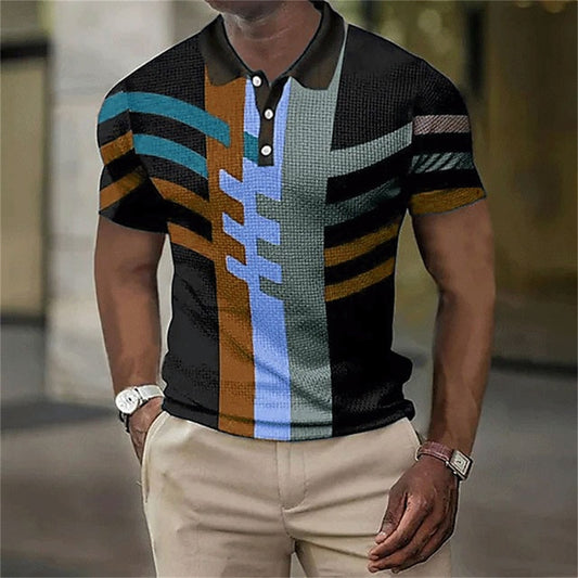 Travis - Men's 3D Vertical Stripe Polo Shirt