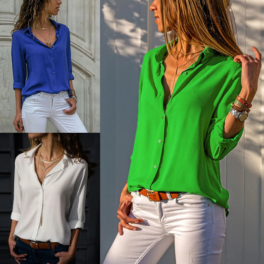 Audrina - Chic Short Sleeve Button Blouse for Women