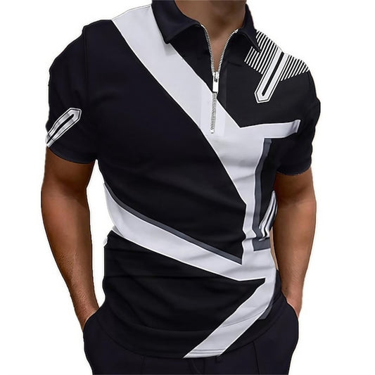 Adrian – Men's Printed Short Sleeve Zipper Polo Shirt