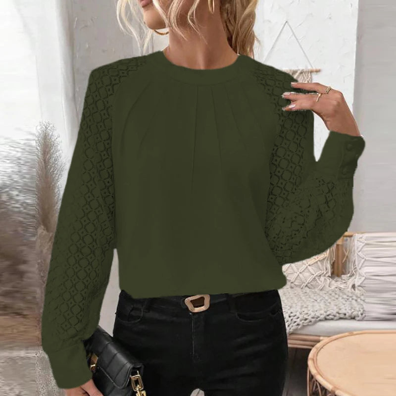 Viviana - Chic Lace Sleeve Pullover for Women