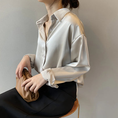 Marisella - Chic Satin Button-Up Shirt for Women