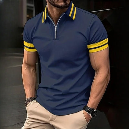 Adrian – Men's Printed Short Sleeve Zipper Polo Shirt