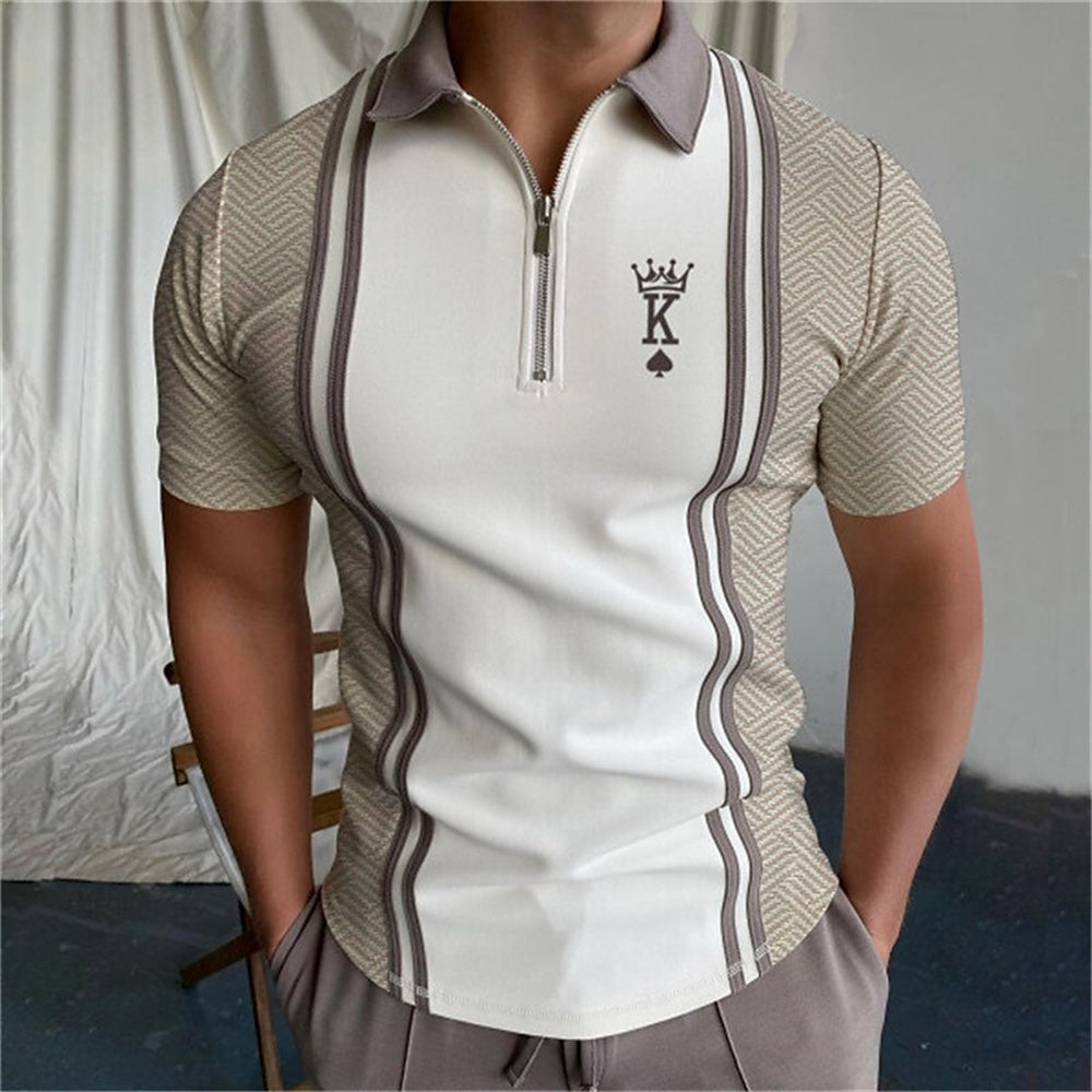 Adrian – Men's Printed Short Sleeve Zipper Polo Shirt