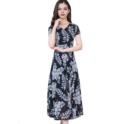 Victoria – Leaf Print Summer Dress