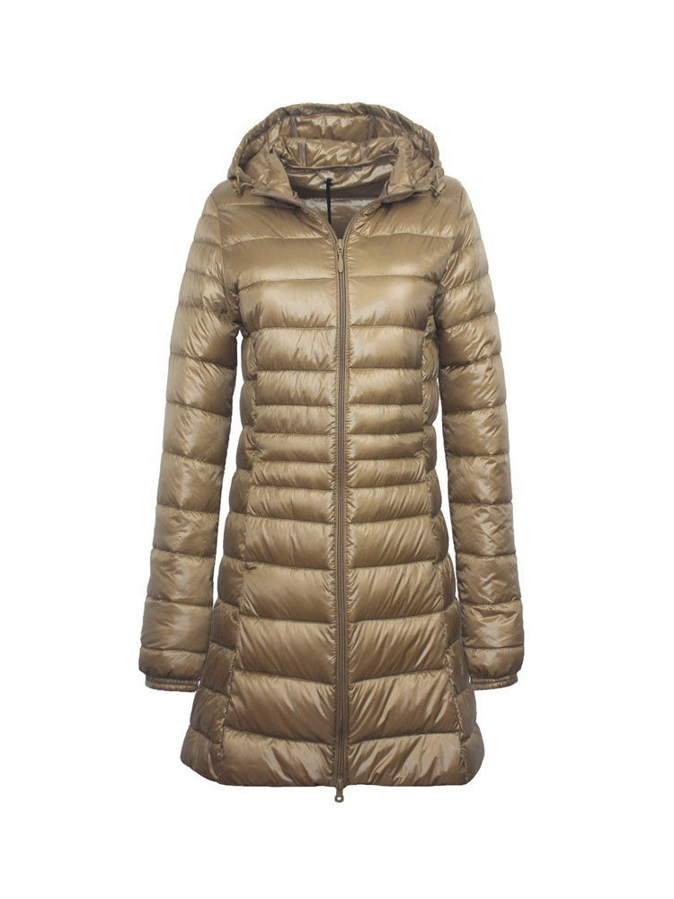 Megan - Women's Ultra Light Hooded Long Down Jacket