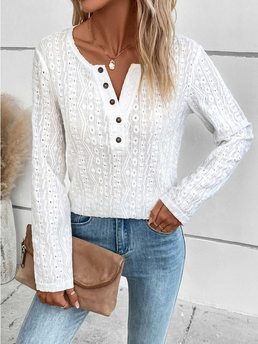 Tabitha - Elegant Long-Sleeve V-Neck Blouse for Women