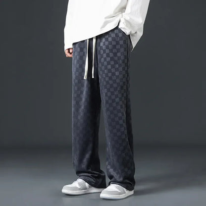 Karolin-Checkered Corduroy Sweatpants