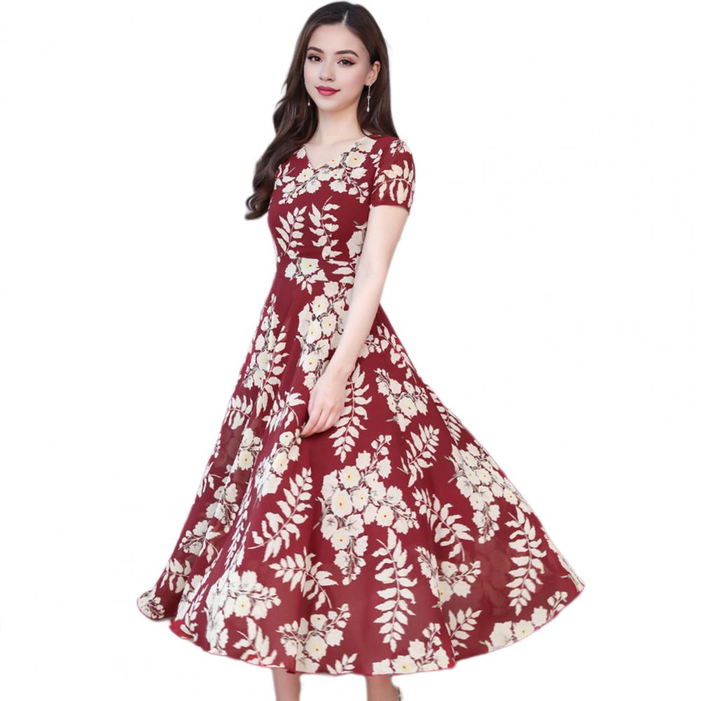 Victoria – Leaf Print Summer Dress