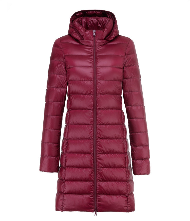 Rachel - Women's Plus Size Long Down Jacket with Detachable Hood