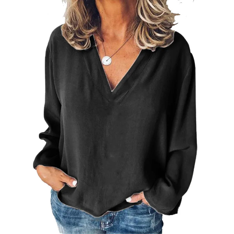 Verona - Elegant V-Neck Chiffon Blouse for Women