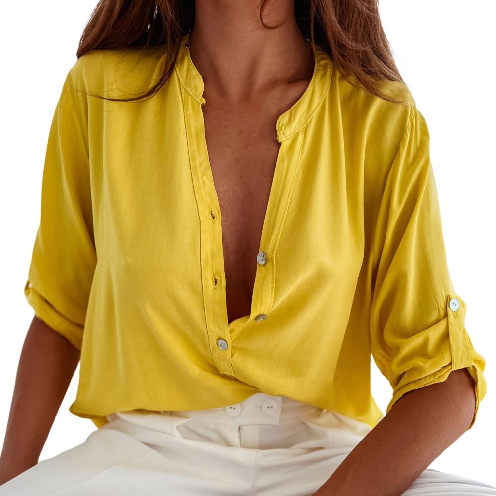 Serena - Casual V-Neck Stand Collar Blouse for Women