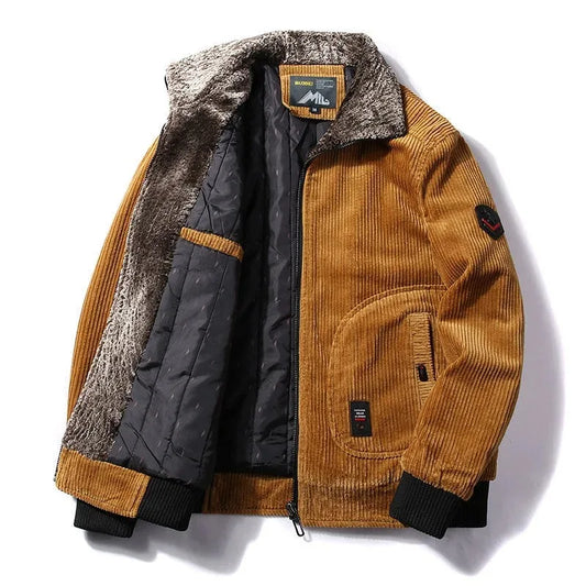 Mason – Men's Corduroy Winter Jacket – Fur Collar Windbreaker