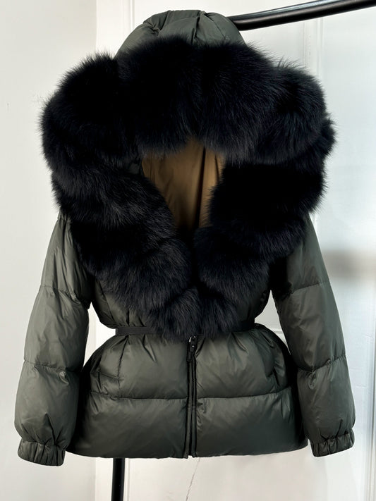 Natalie - Women's Winter Puffer Jacket with Real Fox Fur Hood