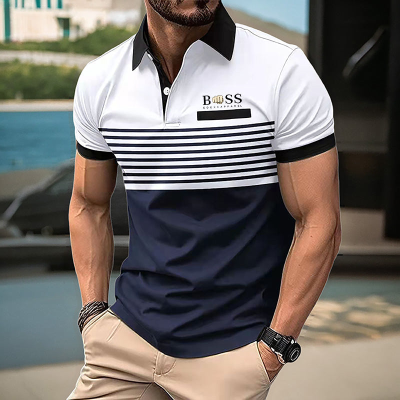 Marcus - 3D Digital Stripe Polo Shirt