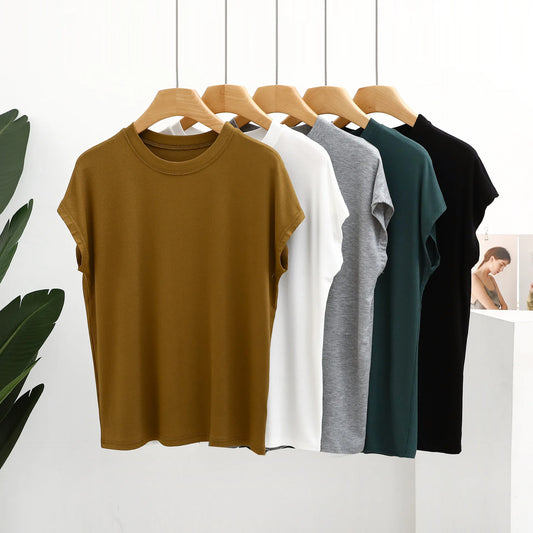 Mathilda - Solid Color Slimming Tee Tops