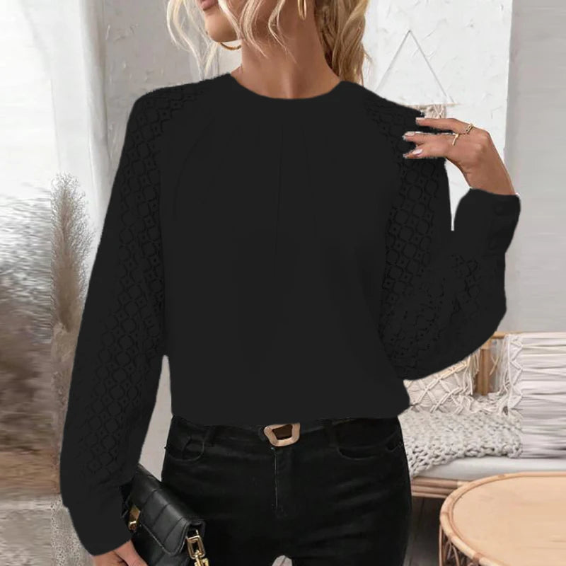 Viviana - Chic Lace Sleeve Pullover for Women