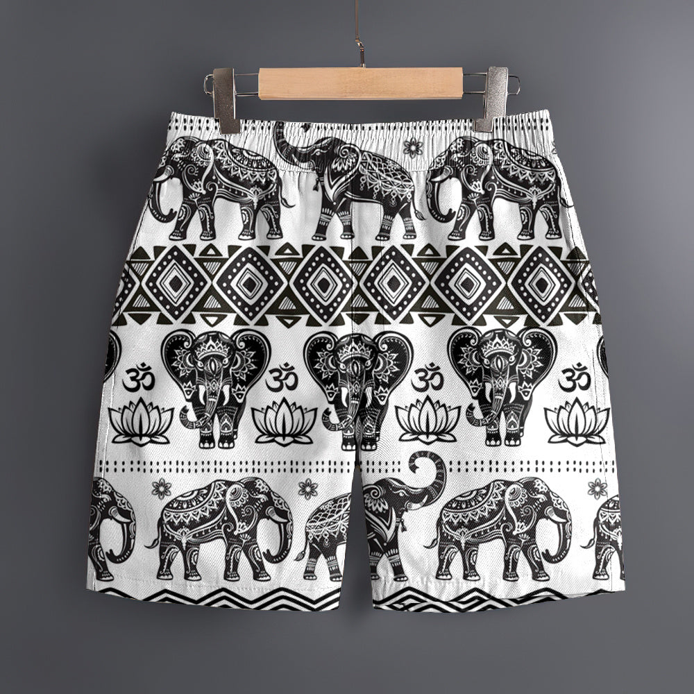 Lucas – Men's 3D Elephant Print Hawaiian Beach Shorts