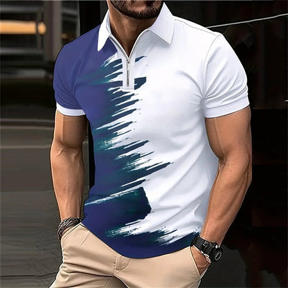 Adrian – Men's Printed Short Sleeve Zipper Polo Shirt